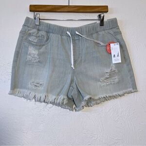 YMI Dream Women’s Drawstring Waist Distressed Frayed Shorts SZ 9 29 New